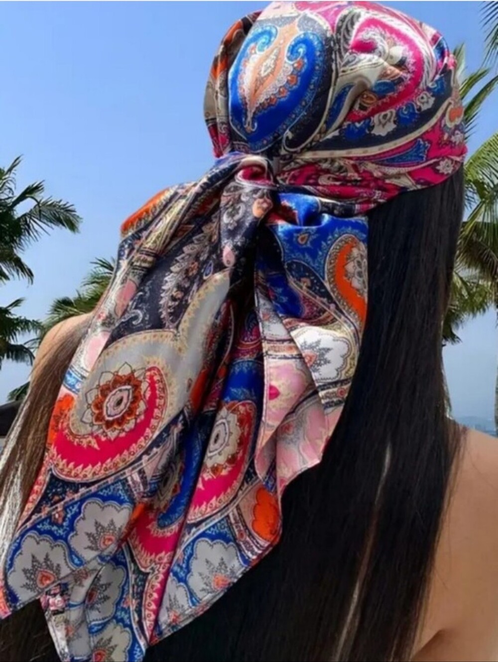 Multicolor Paisley Silk Headscarf